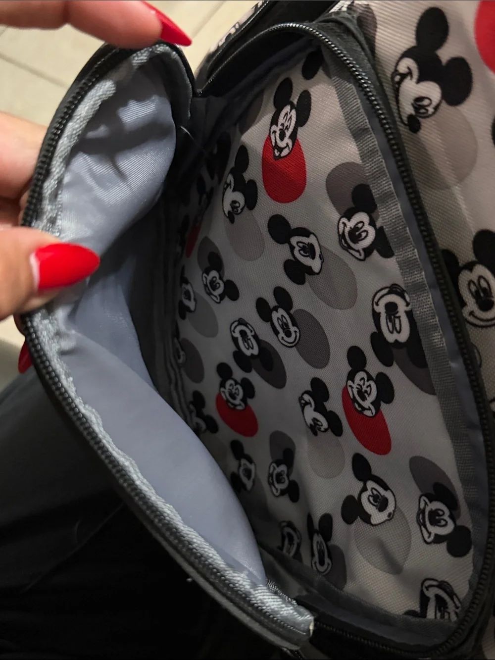 Disney Kids Backpack - Gray/Red Pattern